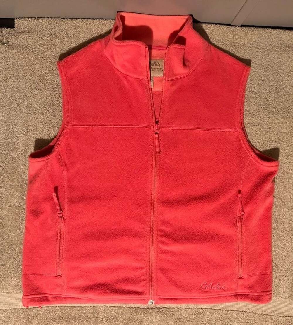 Cabela's Fleece Vest Size 2XL/2XL Red Full Zip Pockets